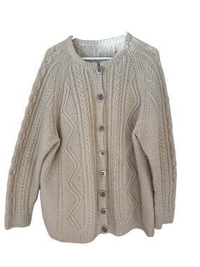 Vtg Wool Cardigan Sweater Mens XL Unbranded Ivory Cream